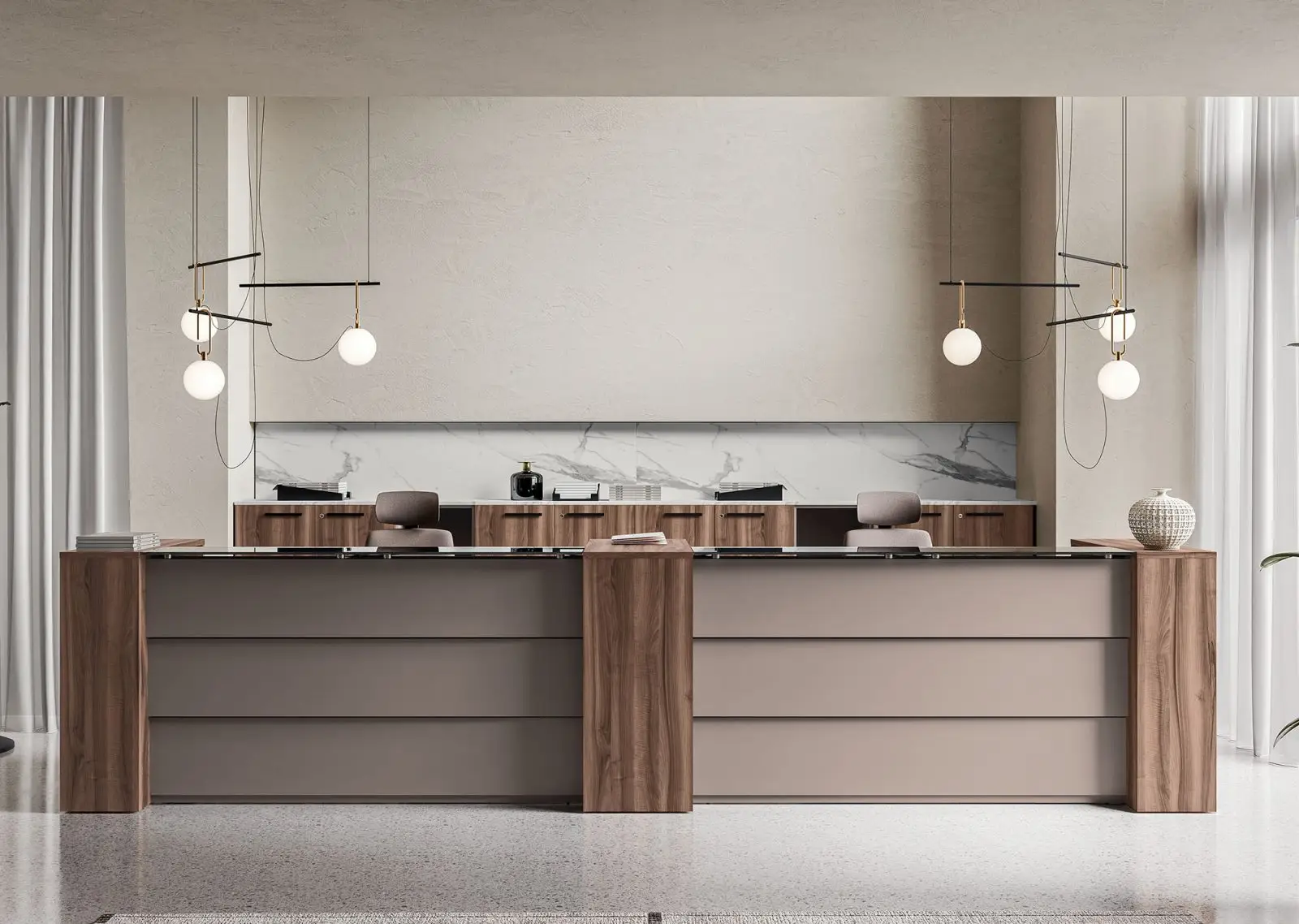 Arredamento per ufficio, reception sistema 3 walco.