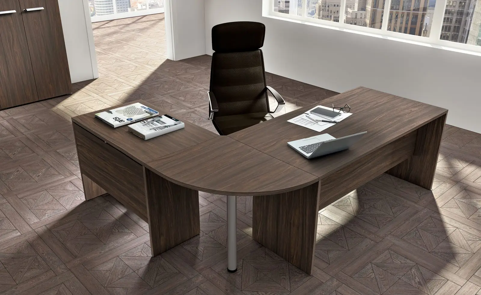 Arredamento per ufficio, scrivania angolare pannellata mercurio 2 walco.